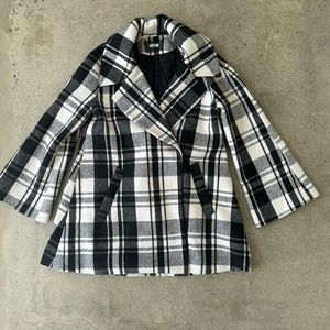 Reformation Black and White Plaid Coat